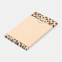 Monogram Leopard Print Modern Brown Black Animal Post-it Klebezettel