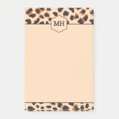 Monogram Leopard Print Modern Brown Black Animal Post-it Klebezettel (Vorderseite)