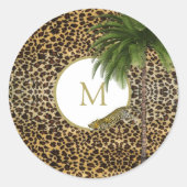 Monogram Leopard Print Pattern Wild Custom Runder Aufkleber (Vorderseite)