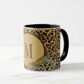 Monogram Leopard Print Pattern Wild Custom Tasse (VorderseiteRechts)
