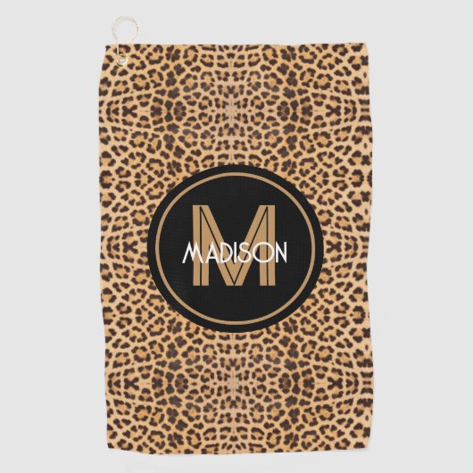 Monogram Leopard Print Personalisiert Ladys Golfhandtuch (Vorderseite)