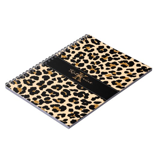 Monogram Leopard Print Spiral Notebook Notizblock (Linke Seite)