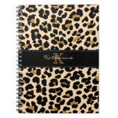 Monogram Leopard Print Spiral Notebook Notizblock (Vorderseite)