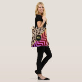Monogram Leopard Print Zigzag Zickzack Zwei-Tone Tasche (Am Model)
