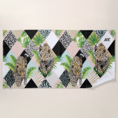 Monogram Leopard Wild Jungle Modern Girly Chic Strandtuch (Vorderseite)