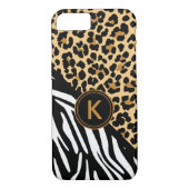Monogram Leopard Zebra Print iPhone Case (Rückseite)