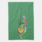 Monogram Leprechaun Green Fruit and Floral Geschirrtuch (Vertikal)