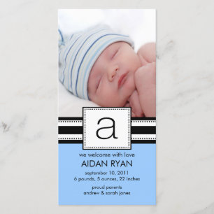 Monogram Letter A Baby FOTO Birth Ankündigung
