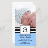 Monogram Letter A Baby FOTO Birth Ankündigung (Vorne/Hinten)