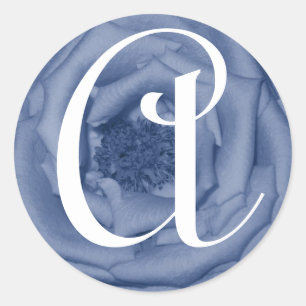 Monogram Letter A Blue Rose Aufkleber