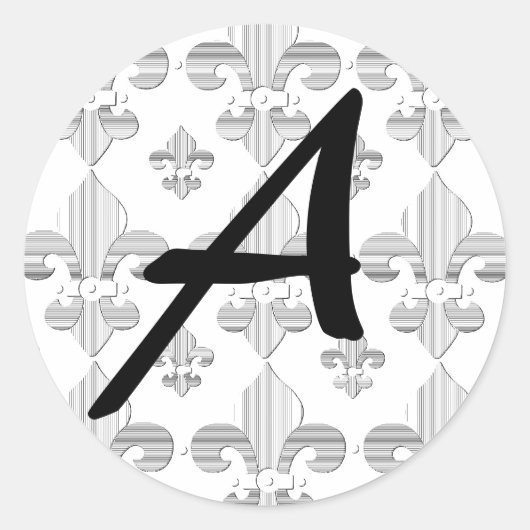 Monogram Letter A Fleur de Lys Design Sticker (Vorderseite)