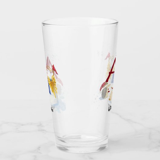 Monogram Letter A Frohe Weihnachts Angel Snowman Glas (Links)