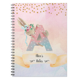 Monogram Letter A Niedlich Bunny Girl Daily Diary Notizblock