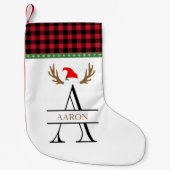 Monogram Letter A Red Black Tartan Christmas Kleiner Weihnachtsstrumpf (Vorderseite)
