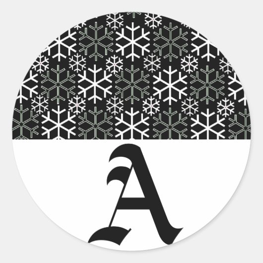 Monogram Letter A Snowflakes Sticker (Vorderseite)
