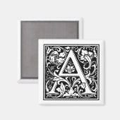 Monogram Letter A William Morris Style Magnet (Vorderseite/Rückseite)