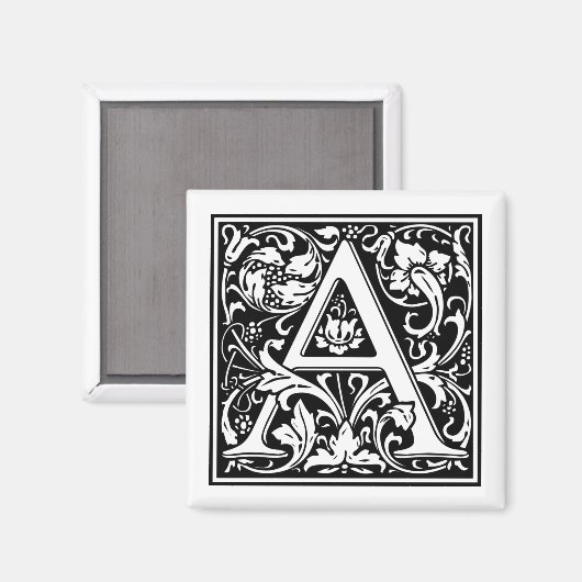 Monogram Letter A William Morris Style Magnet (Vorderseite/Rückseite)