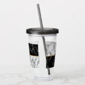 Monogram Letter Acrylic Tumbler Schwarz-weiße Marm Acryltrinkbecher (Links)