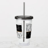 Monogram Letter Acrylic Tumbler Schwarz-weiße Marm Acryltrinkbecher (Rechts)