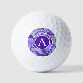 Monogram-Letter aus blauem und Lila Silky-Marmor Golfball