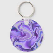 Monogram-Letter aus blauem und Lila Silky-Marmor Schlüsselanhänger (Rückseite)