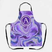 Monogram-Letter aus blauem und Lila Silky-Marmor Schürze (Vorderseite)