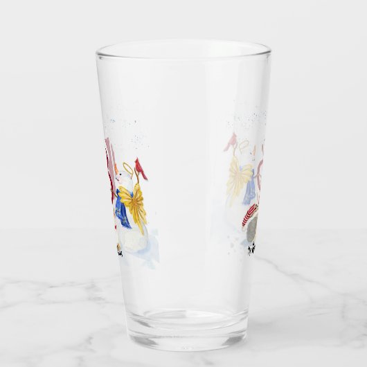 Monogram Letter B Angel Snowman Frohe Weihnachten Glas (Links)