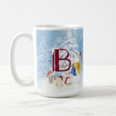 Monogram Letter B Angel Snowman Frohe Weihnachten Kaffeetasse (Links)