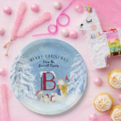 Monogram Letter B Angel Snowman Frohe Weihnachten Pappteller (Party)