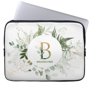 Monogram Letter B Fern & Succulous Laptop Sleeve