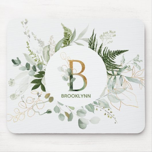 Monogram Letter B Fern & Succulous Mouse Pad Mousepad (Vorne)