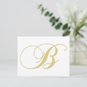 Monogram Letter B Golden Single Postkarte (Stehend Vorderseite)