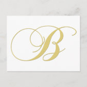 Monogram Letter B Golden Single Postkarte (Vorderseite)