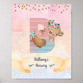 Monogram Letter B Niedlich Bär Girl Kinderzimmer P Poster (Vorne)