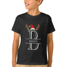 Monogram Letter B Xmas Name Antlers Weihnachtsmann