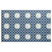 Monogram Letter Blue mit grünem Kranzquatrefolie Stoff (Yard (91,4 cm))