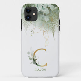 Monogram Letter C Elegant Greenery Case-Mate iPhone Hülle