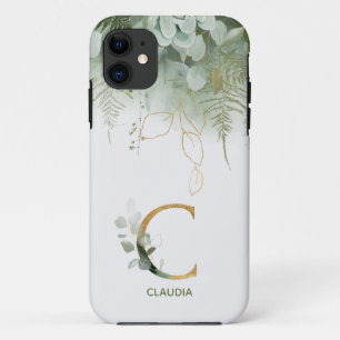 Monogram Letter C Elegant Greenery Case-Mate iPhone Hülle