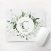 Monogram Letter C Fern & Succuled Mouse Pad Mousepad (Mit Mouse)