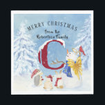 Monogram Letter C Snowy Christmas Angel Snowman Serviette<br><div class="desc">Monogram Letter C Snowy Christmas Angel Snowman. Der süße,  niedliche und so zauberhafte Engelsschneemann und seine Waldfreunde,  der Kardinal,  der Igel und ein Liebespaar Hasen spielen in einem Winterwunderland voller Schnee. Copyright,  Audrey Jeanne Roberts.</div>