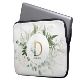Monogram Letter D Fern & Succulous Laptop Sleeve (Vorderseite Links)