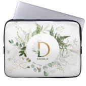 Monogram Letter D Fern & Succulous Laptop Sleeve (Vorderseite)