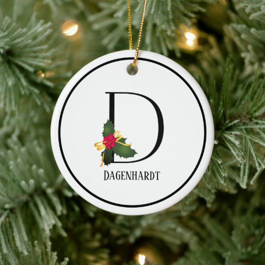Monogram Letter D Personalisiert Weihnachten Keramik Ornament (Baum)