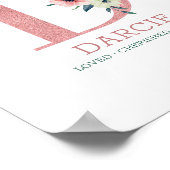 Monogram Letter D Pink Watercolor Floral Kinderzim Poster (Ecke)