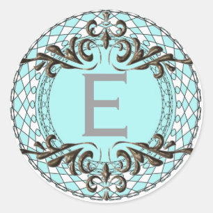 Monogram Letter E Blue Sticker/Umschlag Aufkleber