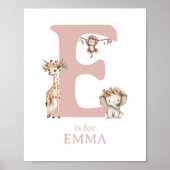 Monogram Letter E Boho Jungle Theme Kinderzimmer W Poster (Vorne)