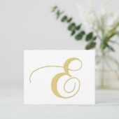 Monogram Letter E Golden Single Postkarte (Stehend Vorderseite)