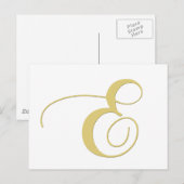 Monogram Letter E Golden Single Postkarte (Vorne/Hinten)