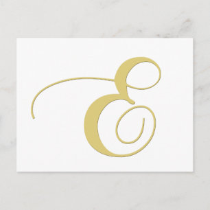 Monogram Letter E Golden Single Postkarte
