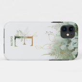 Monogram Letter E Greenery Case-Mate iPhone Case (Rückseite (Horizontal))